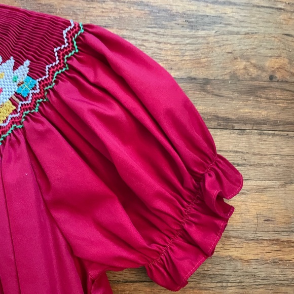 Rosalina 4T Smocked Christmas Tree Dress Red Holiday Dress - Picture 4 of 6